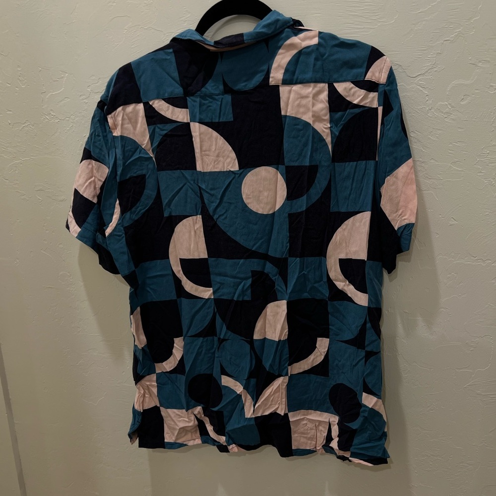 Express Blue and Black Patterned Shirt